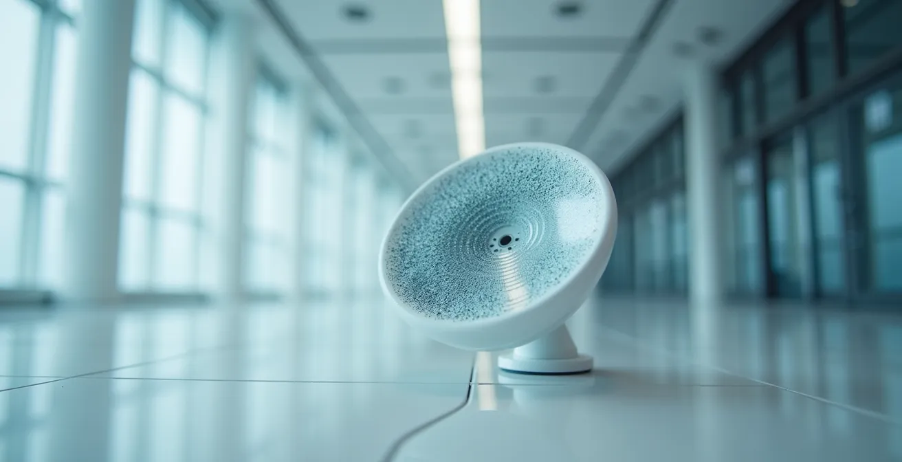 Sensori elettronici di precisione disposti in ambiente pulito e minimalista.
